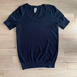 TRISTAN - Navy blue knitted tshirt